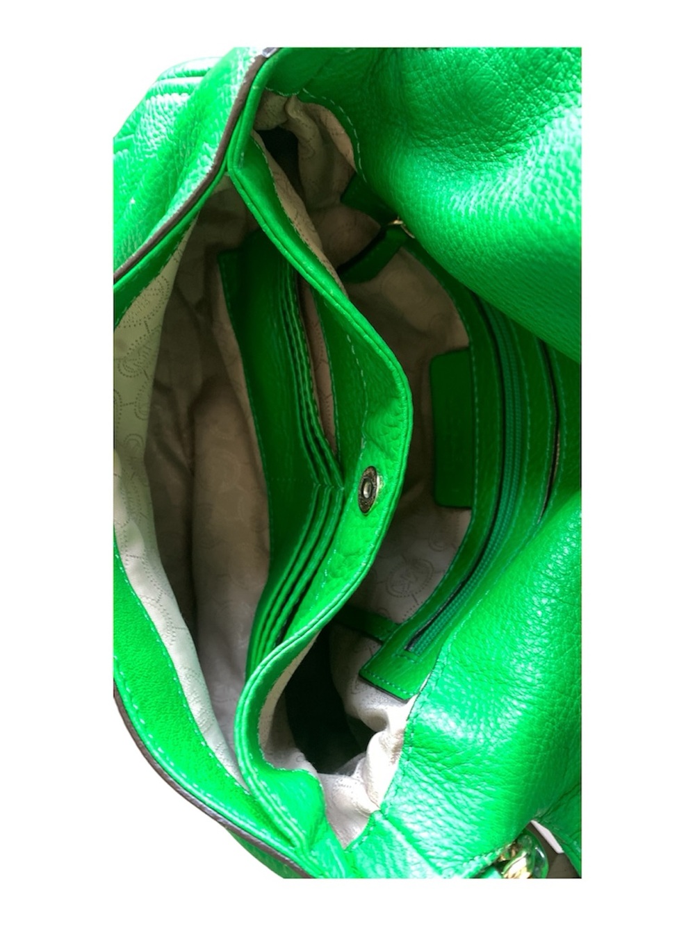 Michael Kors Emerald Green Leather Crossbody with Gold Chain - Picture 7 of 8